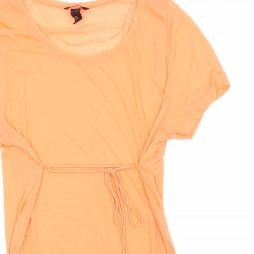 H&M Womens Orange  Polyester Basic T-Shirt Size M Round Neck