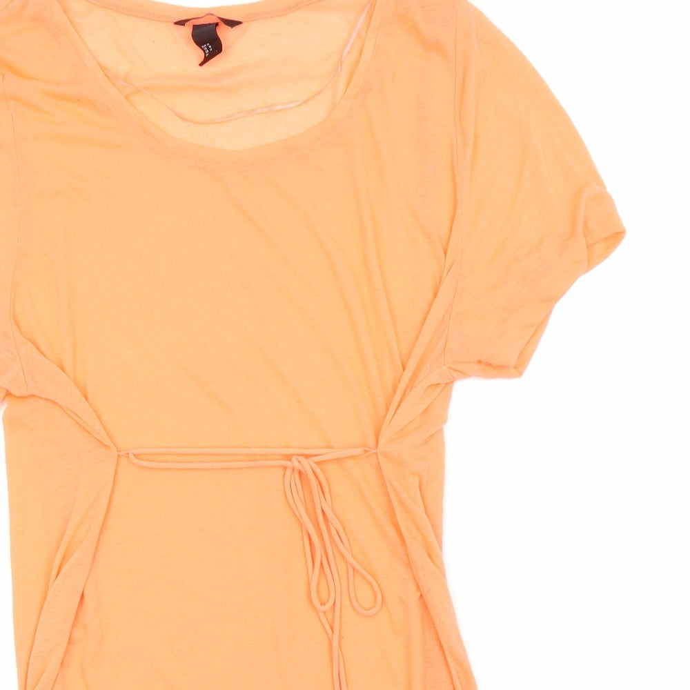 H&M Womens Orange  Polyester Basic T-Shirt Size M Round Neck