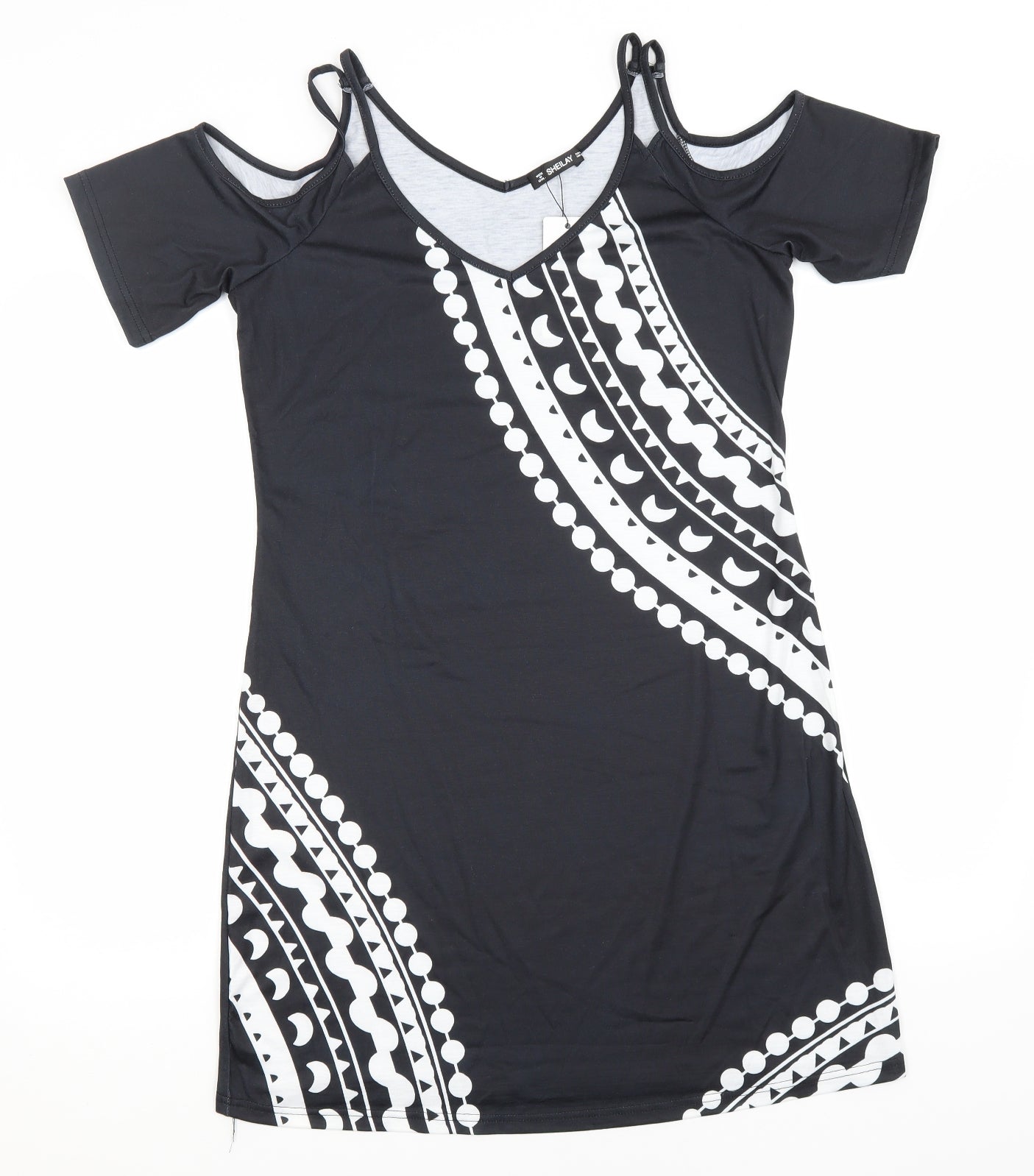 SHEILAY Womens Black   Pencil Dress  Size M  V-Neck