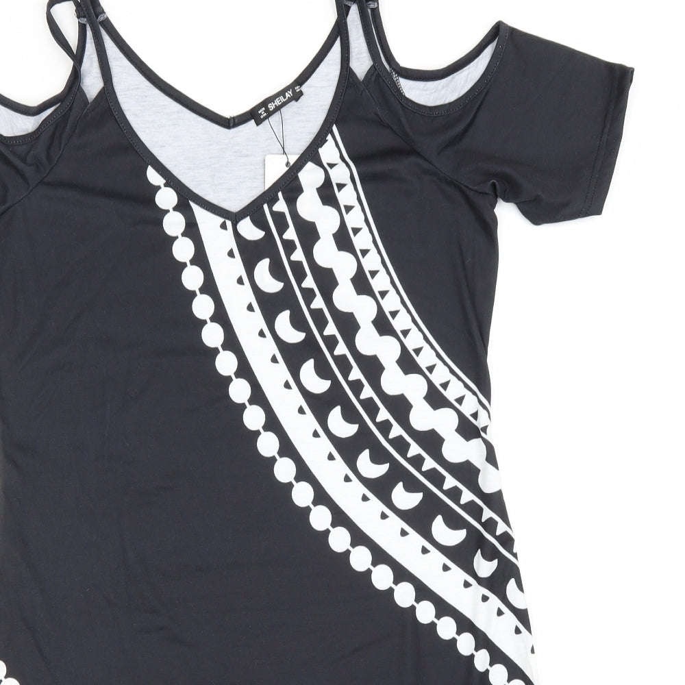 SHEILAY Womens Black   Pencil Dress  Size M  V-Neck