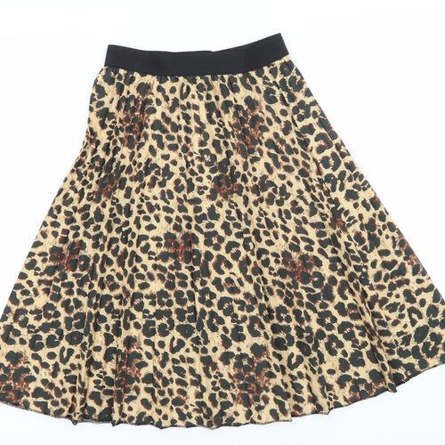 Boohoo Womens Brown Animal Print Polyester A-Line Skirt Size S