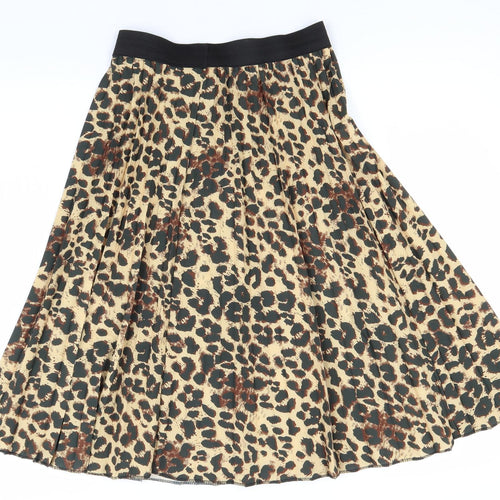 Boohoo Womens Brown Animal Print Polyester A-Line Skirt Size S