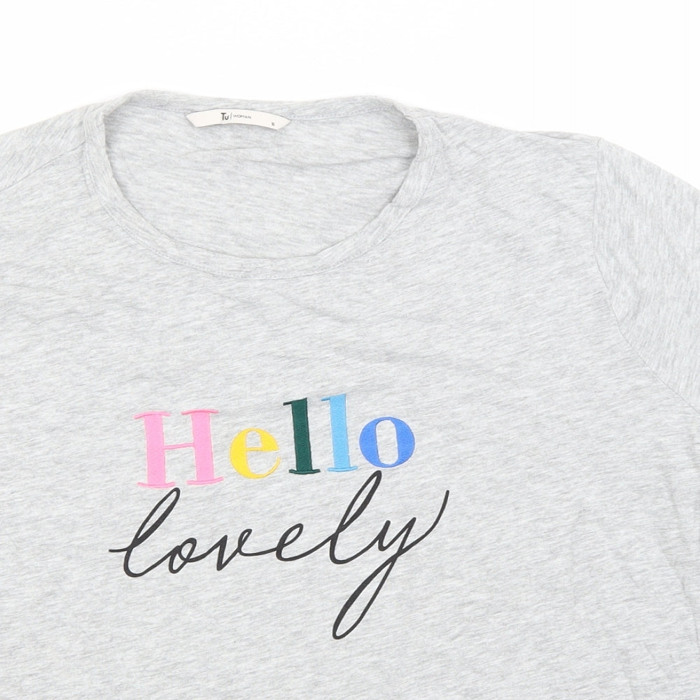 TU Womens Grey  Cotton Basic T-Shirt Size 16 Round Neck - Hello lovely