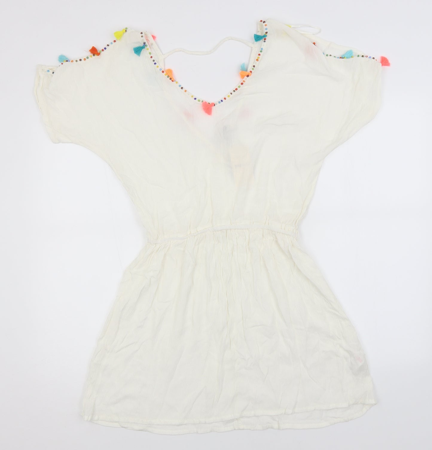 Papaya Womens White  Viscose A-Line  Size 8  V-Neck