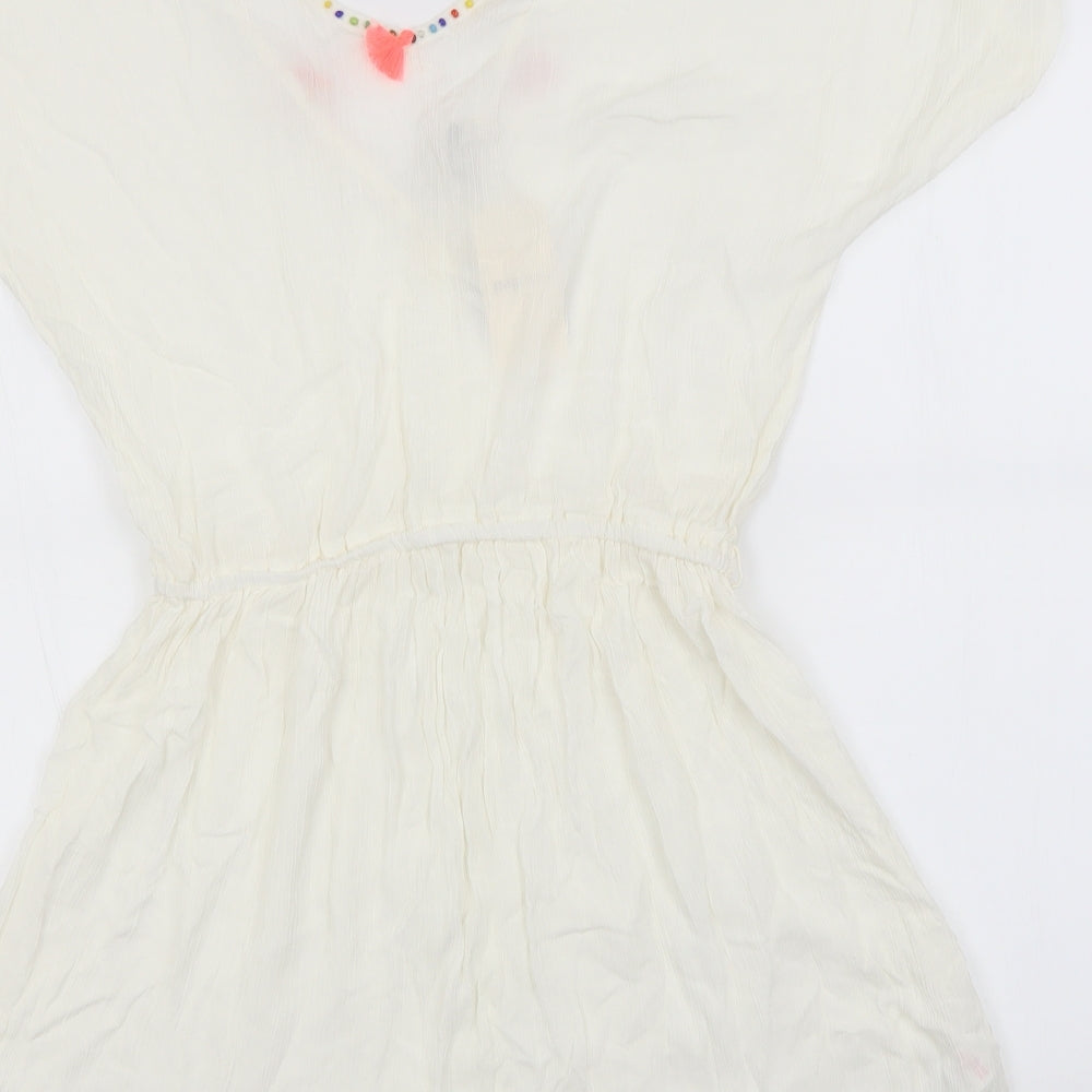 Papaya Womens White  Viscose A-Line  Size 8  V-Neck
