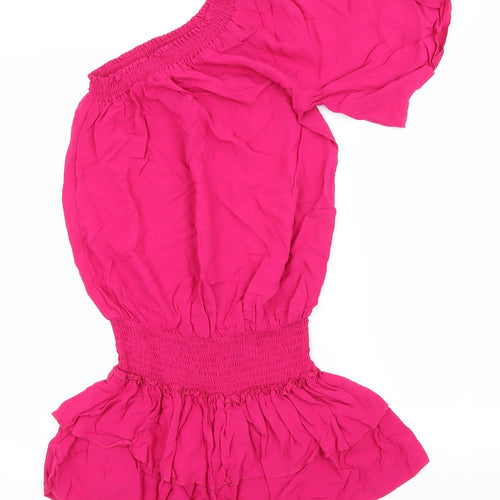 Buffalo Womens Pink  Viscose Fit & Flare  Size 10  One Shoulder