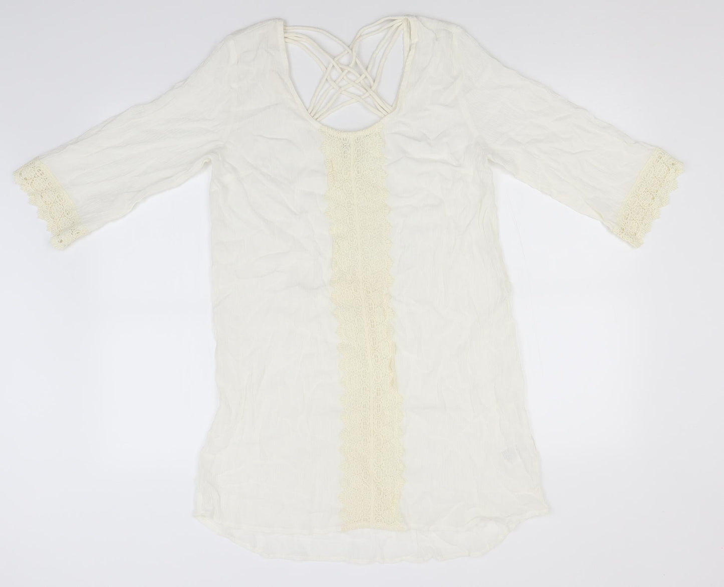 Glamorous Womens White   Basic Blouse Size XS Round Neck