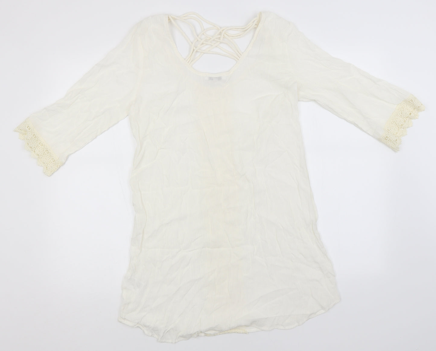 Glamorous Womens White   Basic Blouse Size XS Round Neck