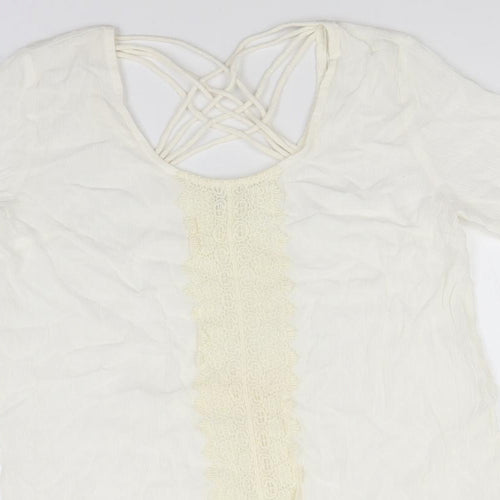 Glamorous Womens White   Basic Blouse Size XS Round Neck