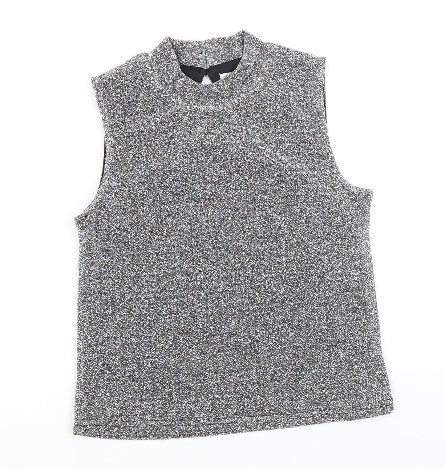 Primark Girls Silver  Polyamide Basic T-Shirt Size 10-11 Years High Neck