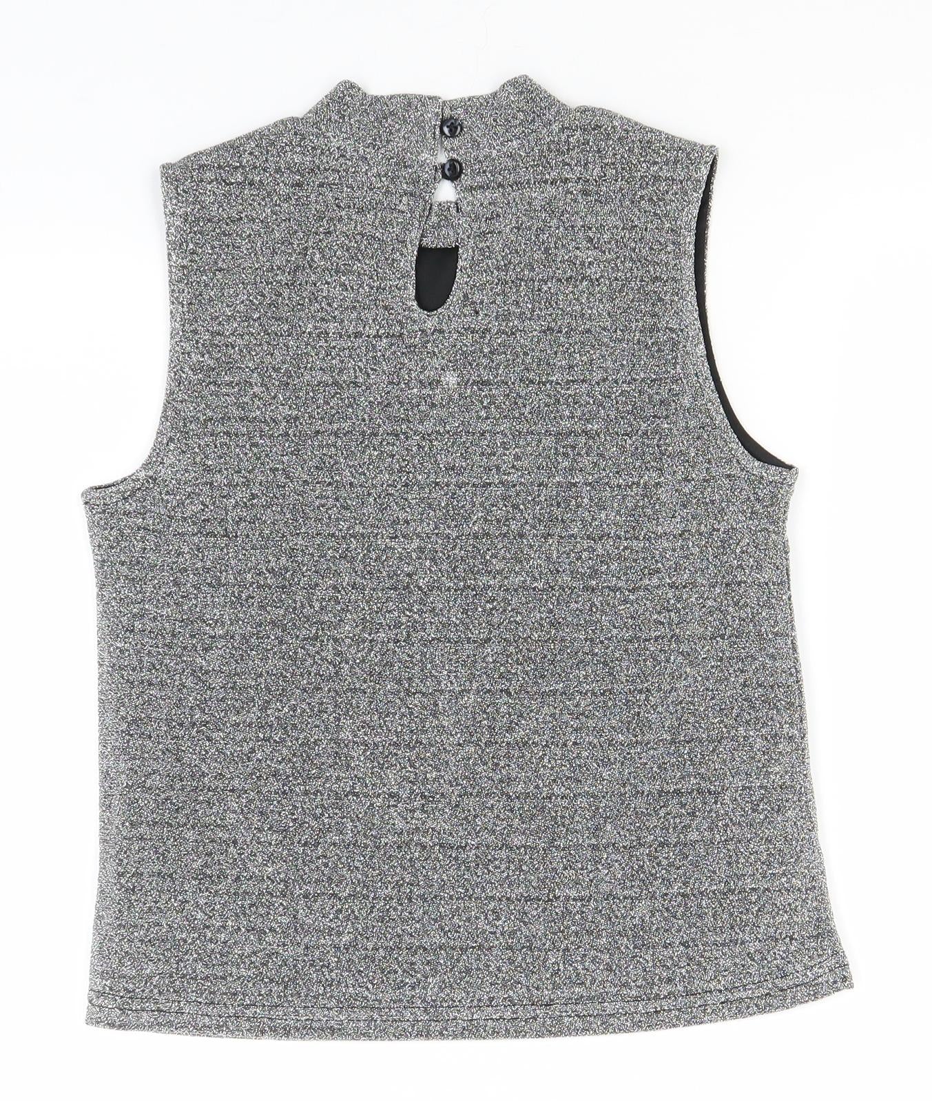 Primark Girls Silver  Polyamide Basic T-Shirt Size 10-11 Years High Neck