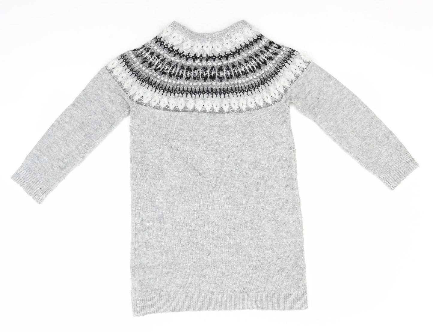 Primark Girls Grey Round Neck  Acrylic Pullover Jumper Size 9-10 Years
