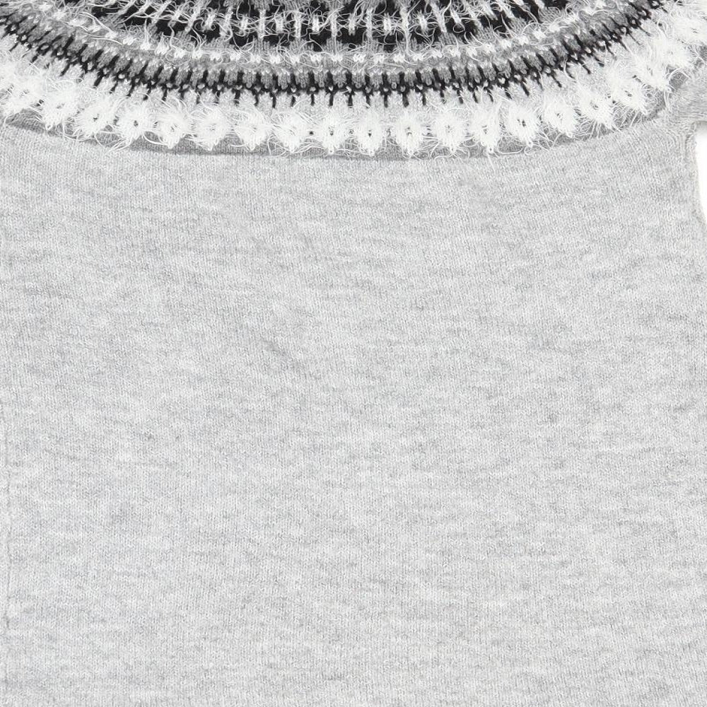Primark Girls Grey Round Neck  Acrylic Pullover Jumper Size 9-10 Years