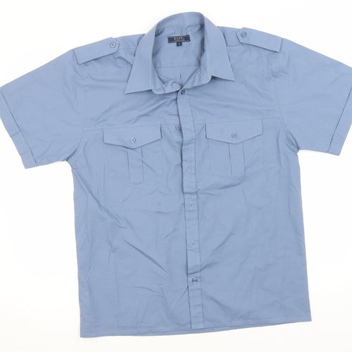 Easy Mens Blue  Polyester  Button-Up Size M Collared