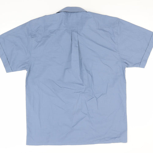 Easy Mens Blue  Polyester  Button-Up Size M Collared