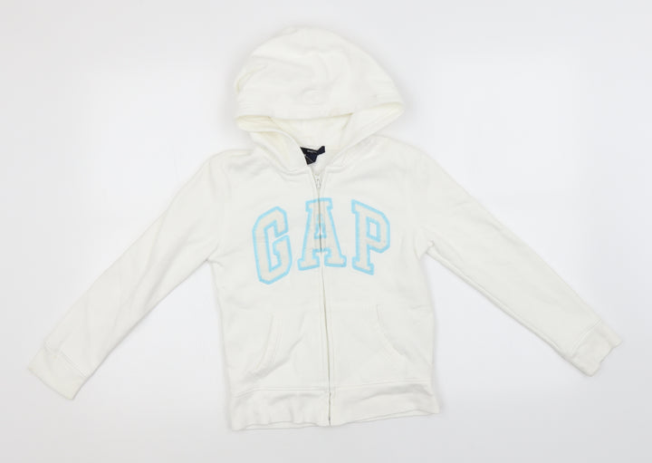 Gap Boys White Cotton Full Zip Hoodie Size 8-9 Years