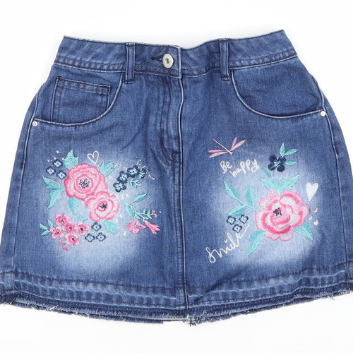 George Girls Blue Floral Cotton Straight & Pencil Skirt Size 10-11 Years  Regular