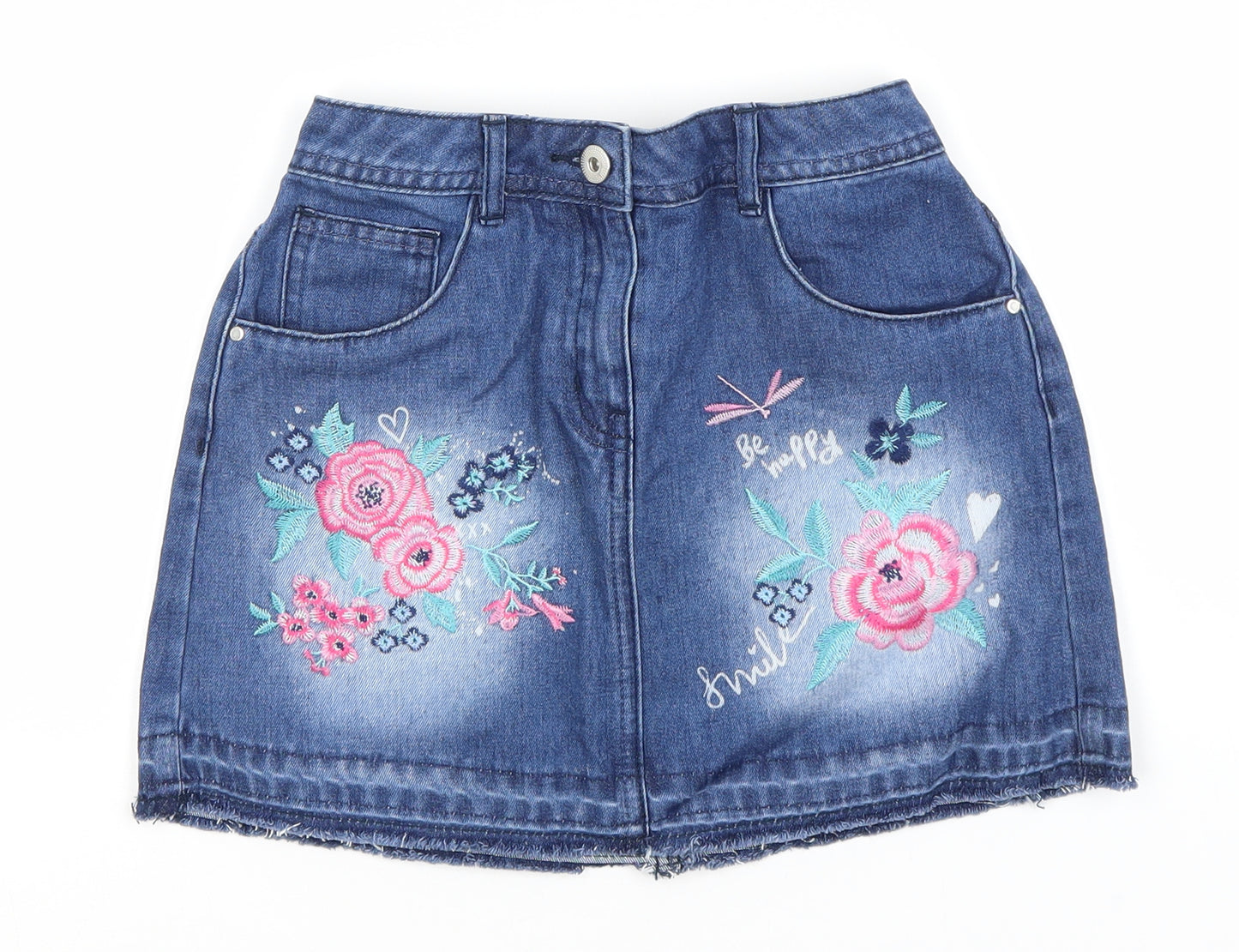 George Girls Blue Floral Cotton Straight & Pencil Skirt Size 10-11 Years  Regular