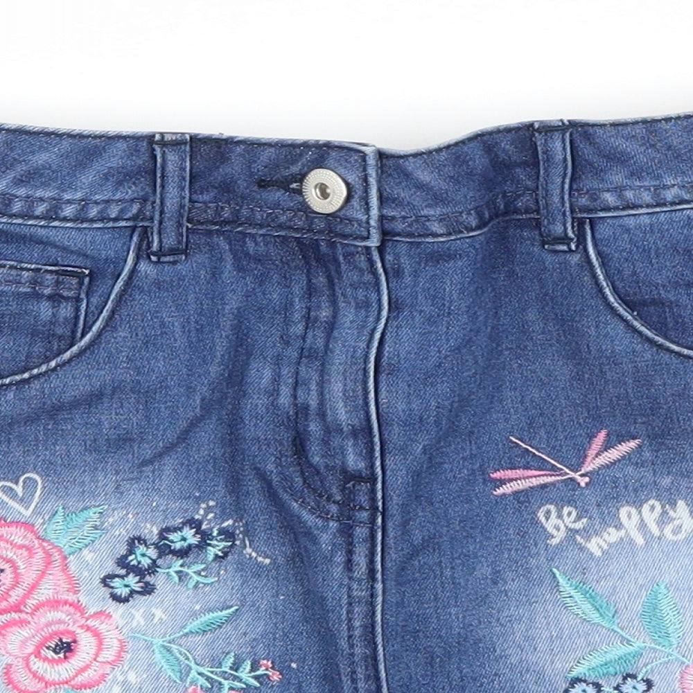 George Girls Blue Floral Cotton Straight & Pencil Skirt Size 10-11 Years  Regular
