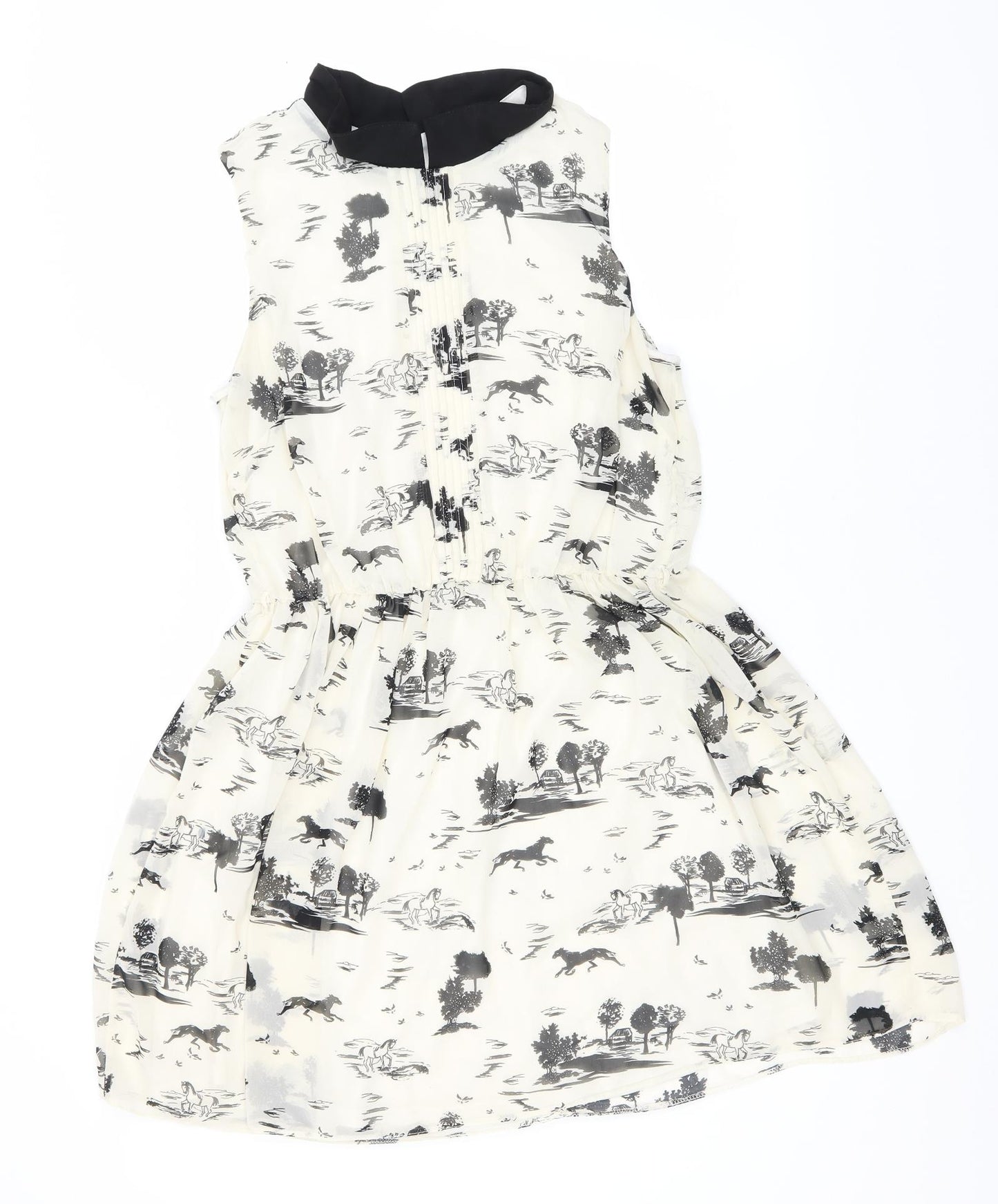 Atmosphere Womens Ivory Animal Print Polyester A-Line  Size 14  Collared