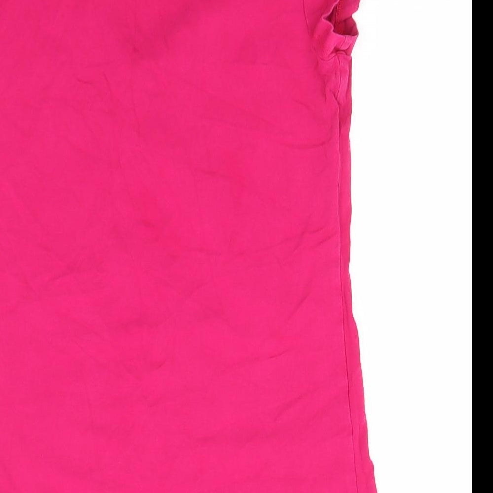 adidas Womens Pink  Cotton Basic T-Shirt Size 8 V-Neck
