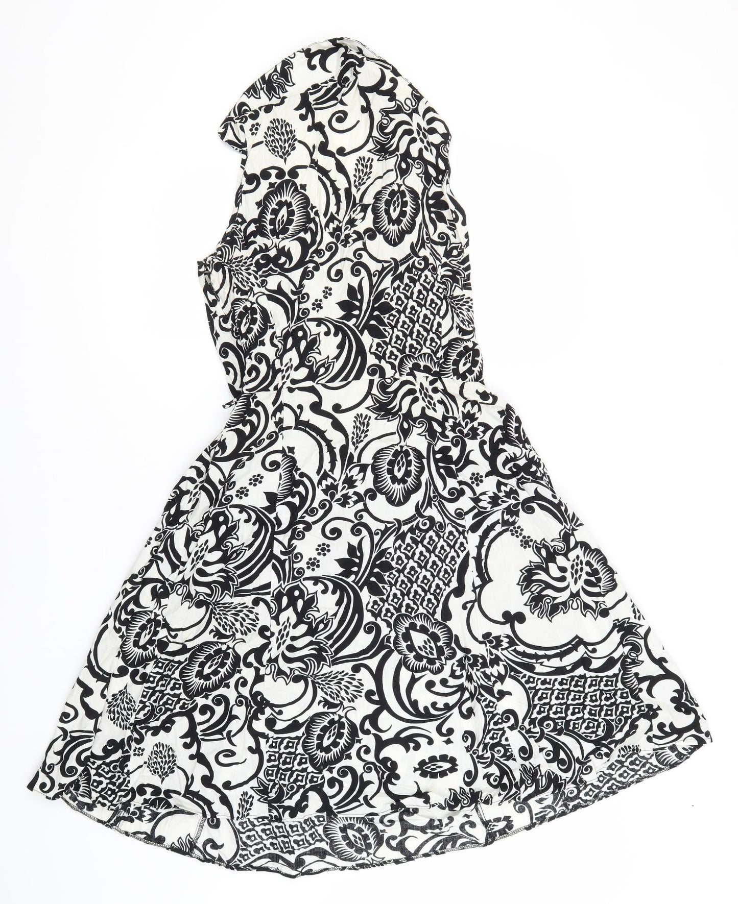 F&F Womens White Geometric Cotton A-Line  Size 10  Collared