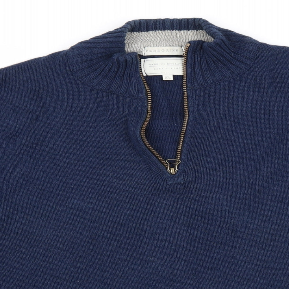 Peregrine Mens Blue Crew Neck  Cotton Pullover Jumper Size XL