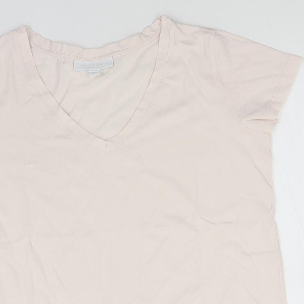 White Label Womens Ivory  Cotton Basic T-Shirt Size 10 V-Neck