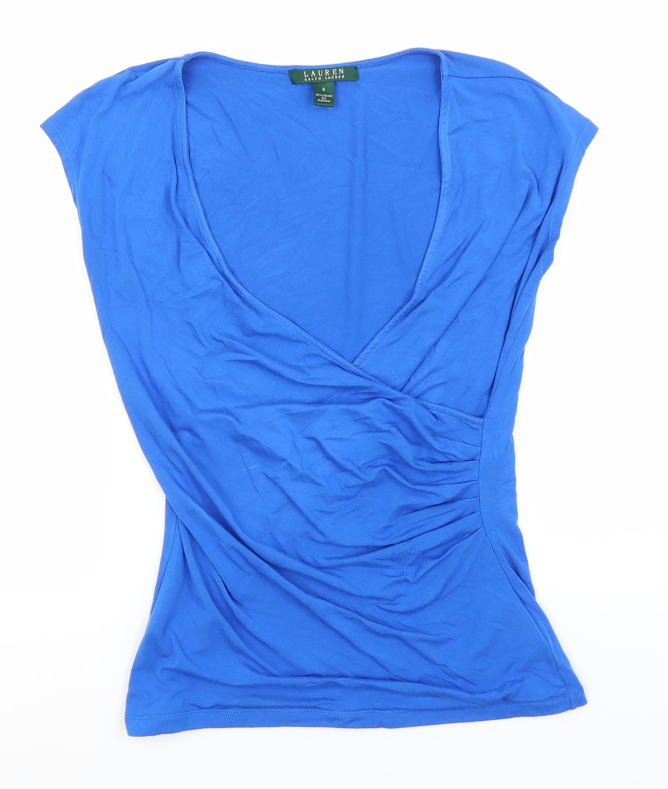 Lauren Womens Blue  Viscose Basic T-Shirt Size S V-Neck