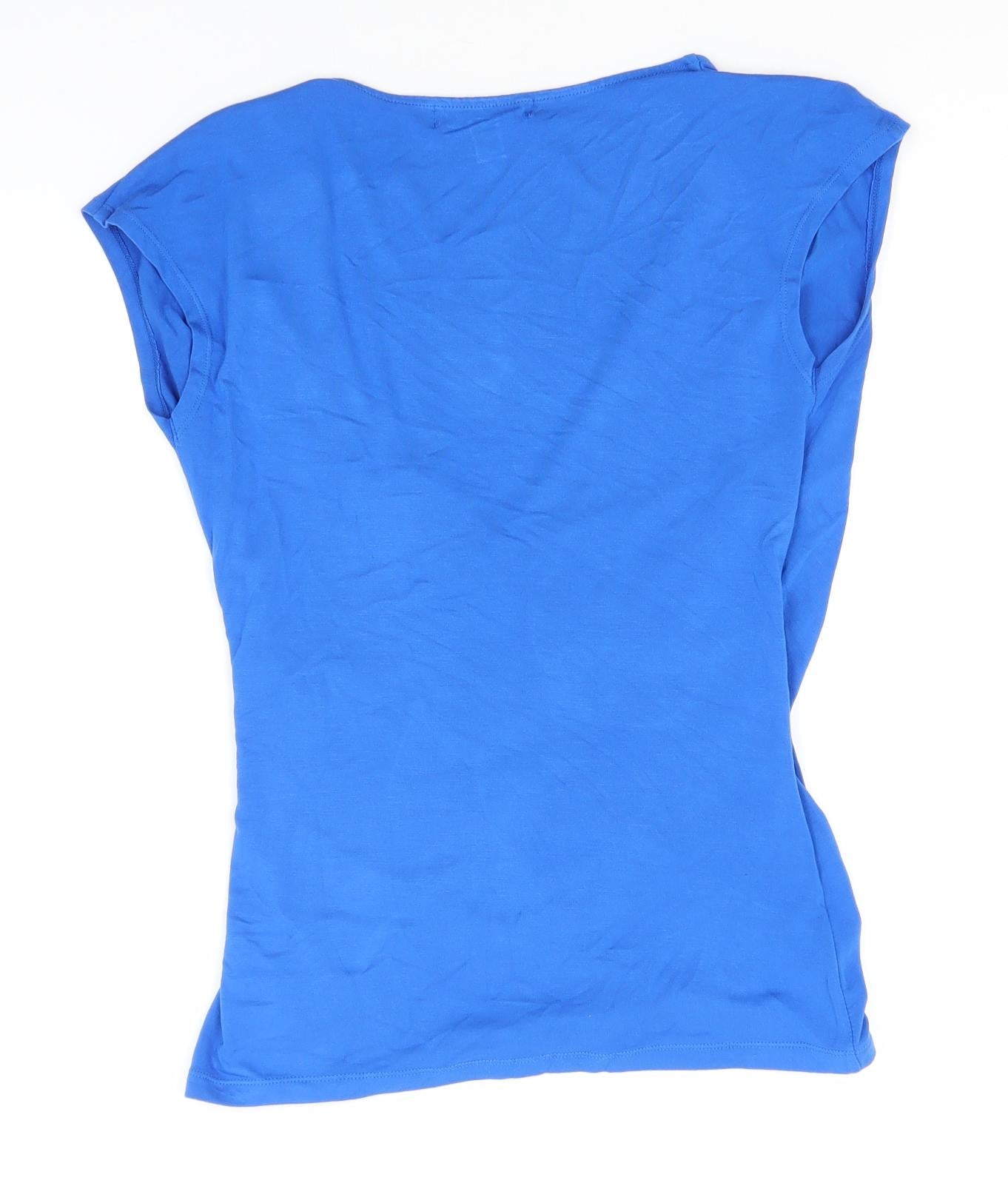 Lauren Womens Blue  Viscose Basic T-Shirt Size S V-Neck