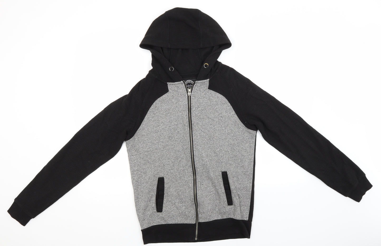 Genetic Apparel Mens Grey  Cotton Full Zip Hoodie Size S