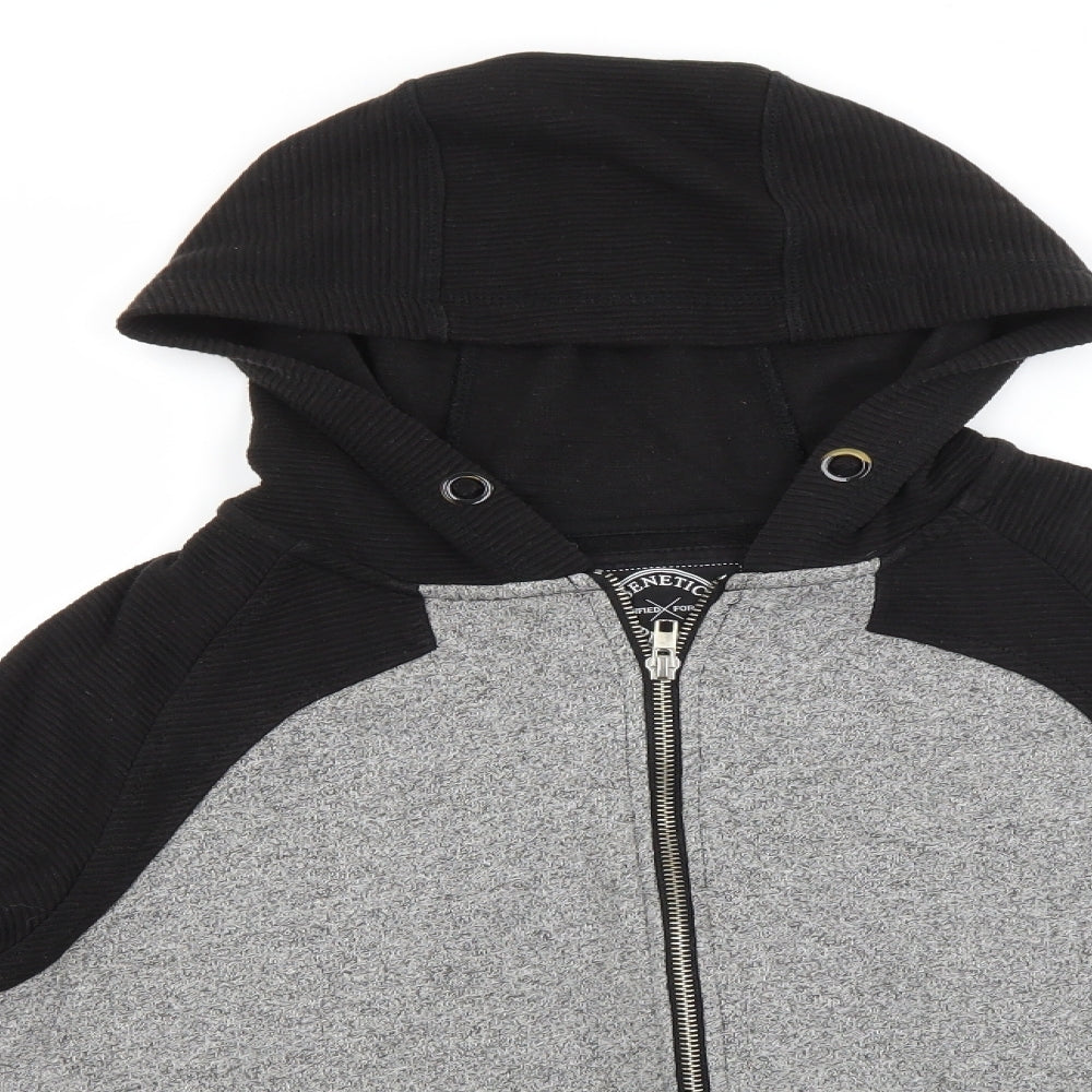 Genetic Apparel Mens Grey  Cotton Full Zip Hoodie Size S