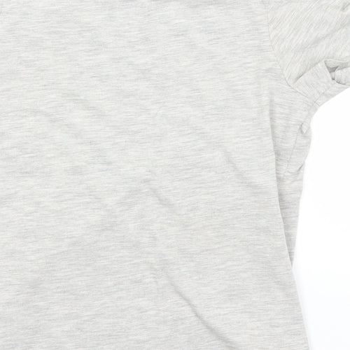 George Girls Grey  Cotton Basic T-Shirt Size 7-8 Years Round Neck  - Hearts