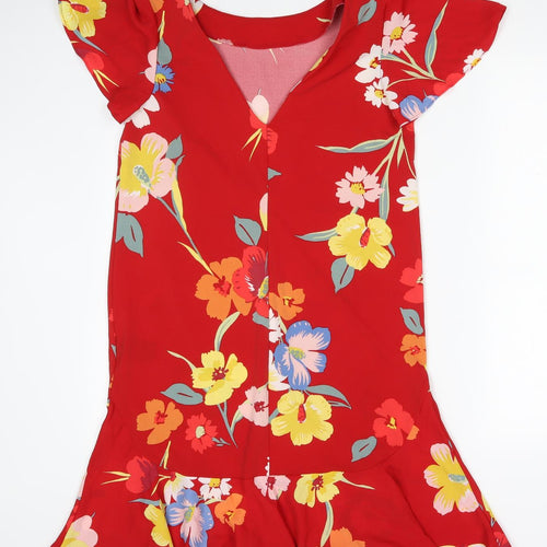 NEXT Womens Red Floral Polyester Shift  Size 10  Boat Neck