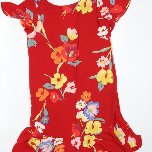 NEXT Womens Red Floral Polyester Shift  Size 10  Boat Neck