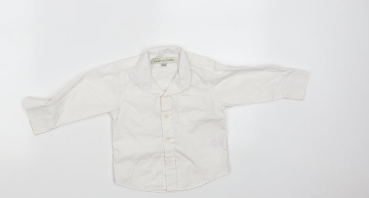 Paisely of London Boys White  Polyester Basic Button-Up Size 12-18 Months Collared Button