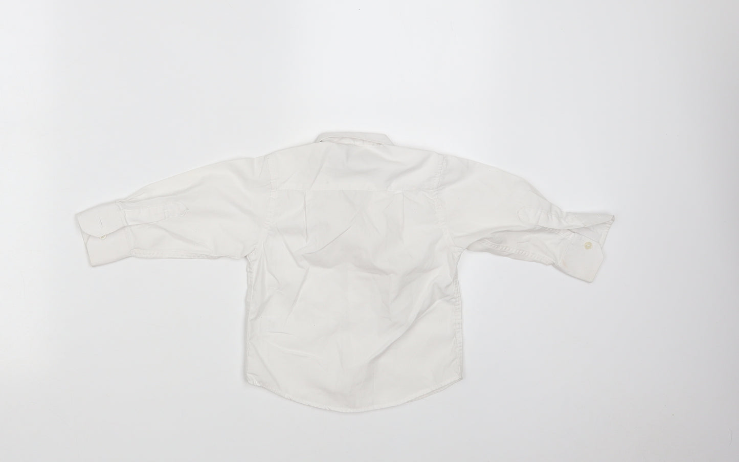 Paisely of London Boys White  Polyester Basic Button-Up Size 12-18 Months Collared Button