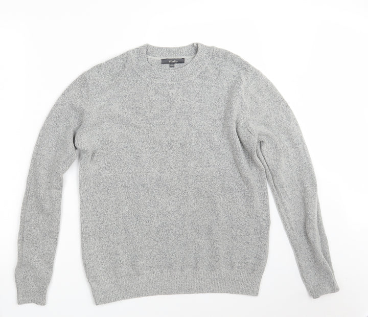 Studio Womens Grey Round Neck Acrylic Pullover Jumper Size 12