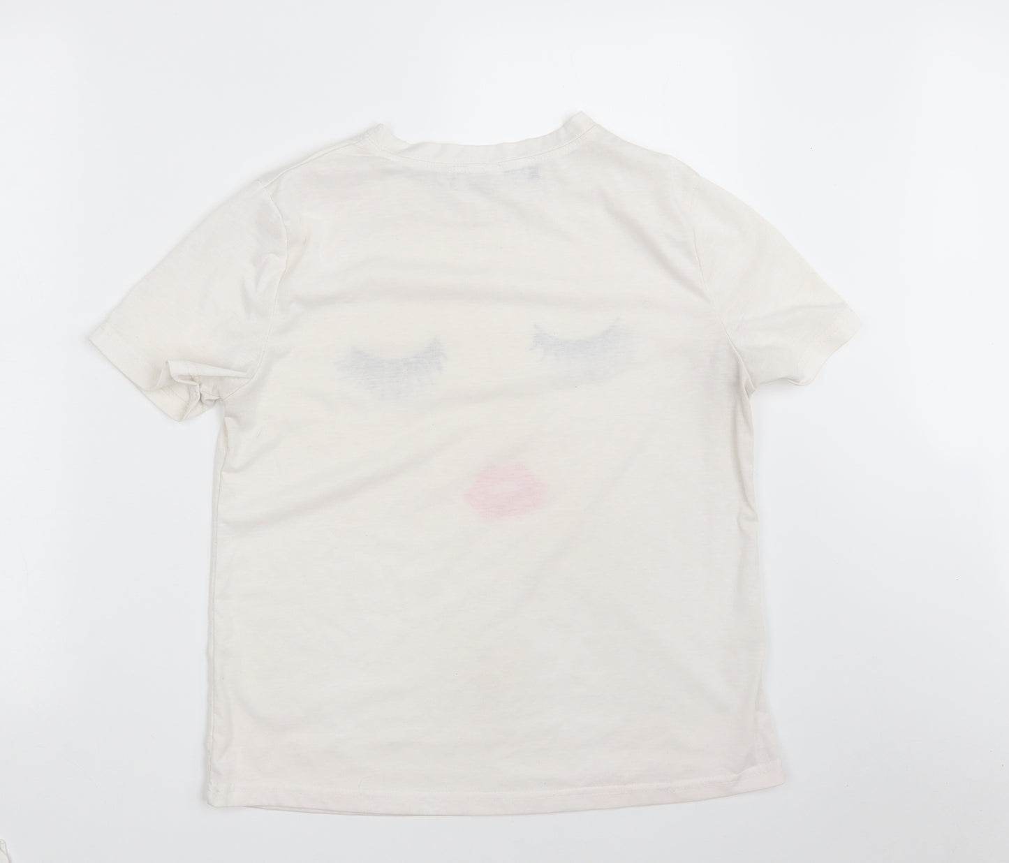 Yoins Womens White  Cotton Basic T-Shirt Size L Round Neck