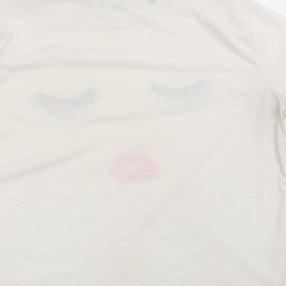 Yoins Womens White  Cotton Basic T-Shirt Size L Round Neck