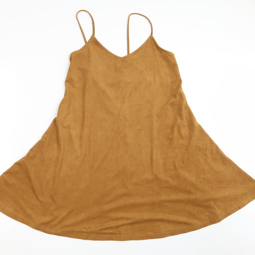 New Look Womens Brown  Polyester A-Line  Size 8  V-Neck