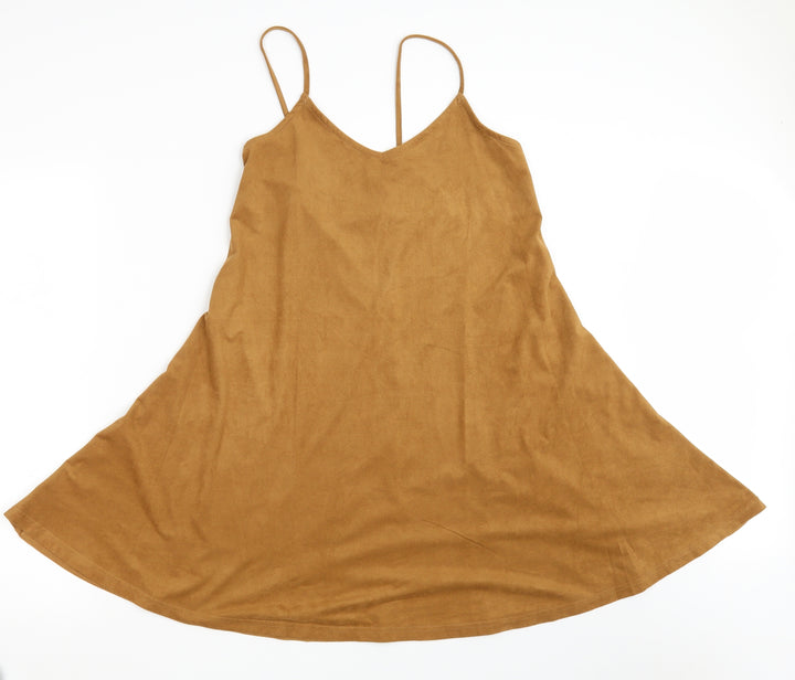 New Look Womens Brown  Polyester A-Line  Size 8  V-Neck