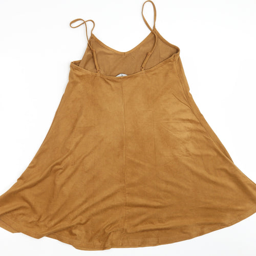 New Look Womens Brown  Polyester A-Line  Size 8  V-Neck