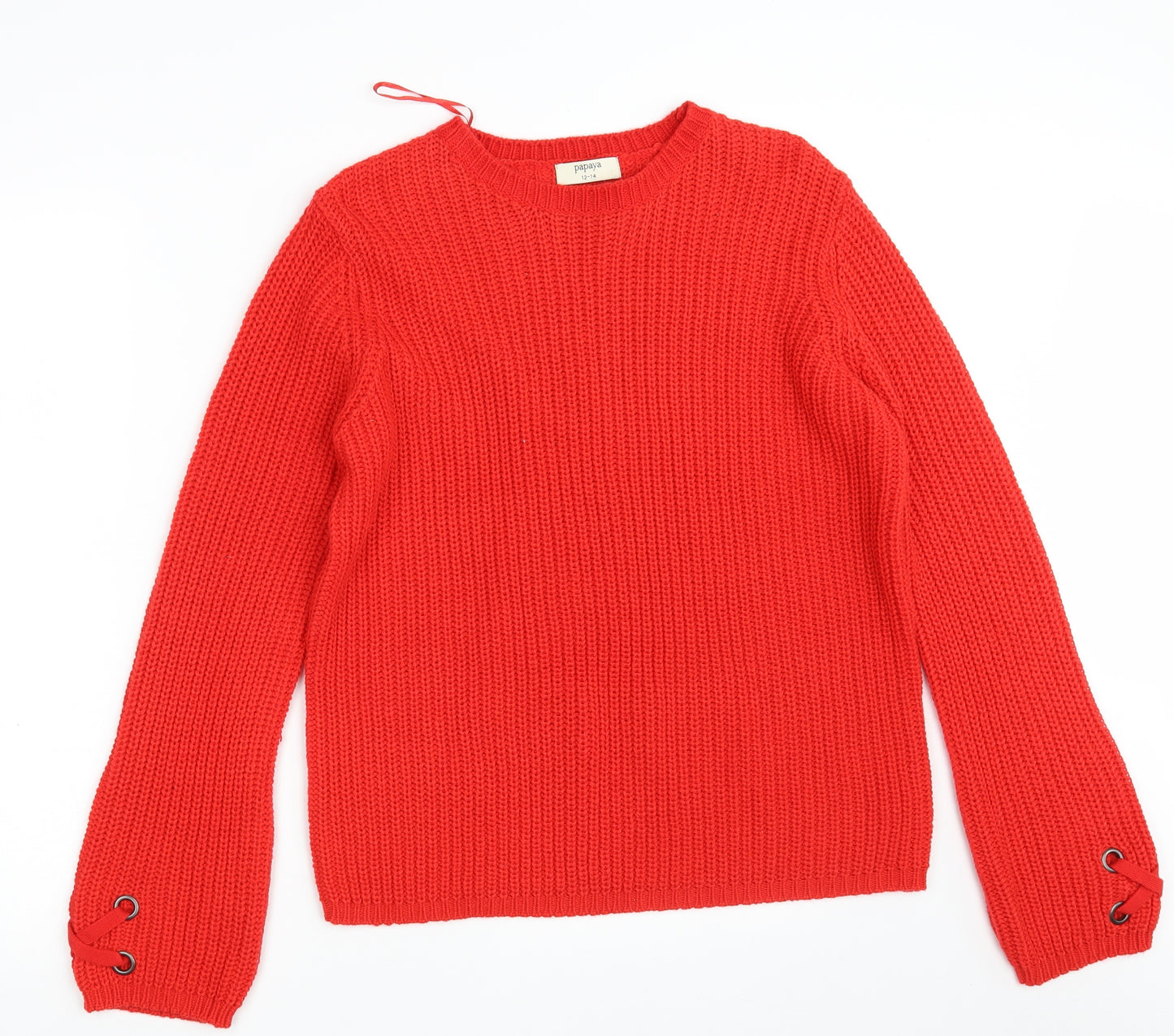 Papaya Womens Red Round Neck  Acrylic Pullover Jumper Size 12