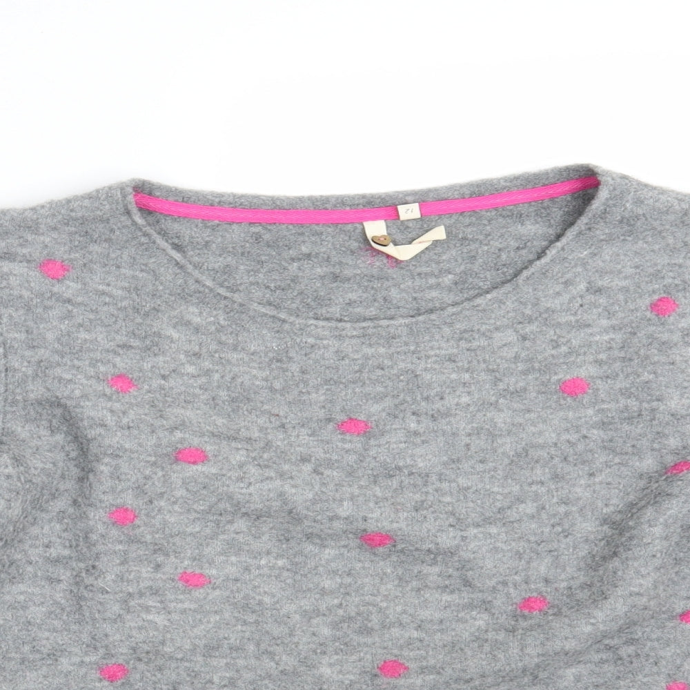 White Stuff Womens Grey Round Neck Polka Dot Acrylic Pullover Jumper Size 12