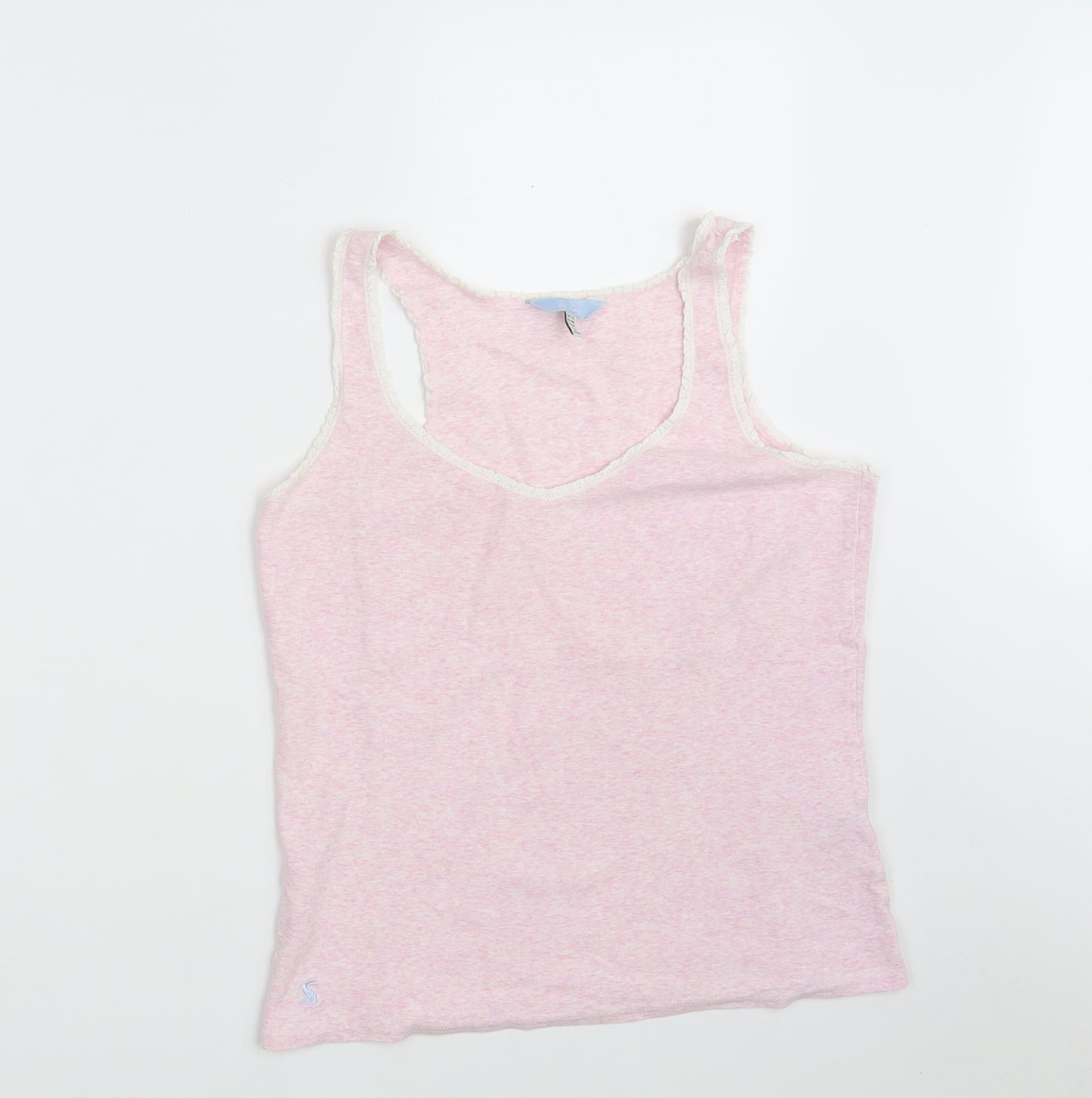 Joules Womens Pink  Cotton Cropped Tank Size 12 V-Neck