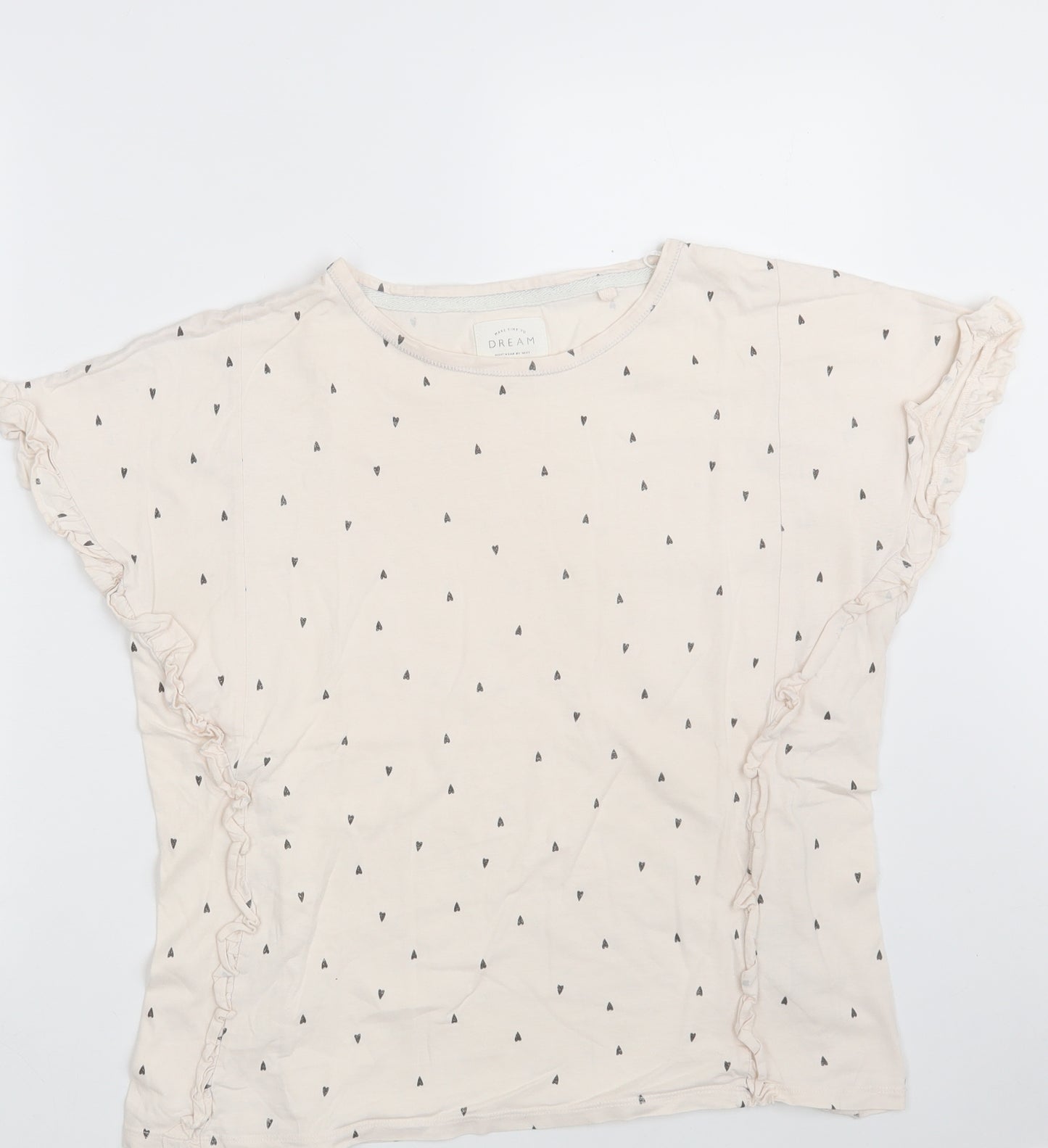 NEXT Womens Pink Polka Dot 100% Cotton Basic T-Shirt Size M Round Neck - Lounge Wear