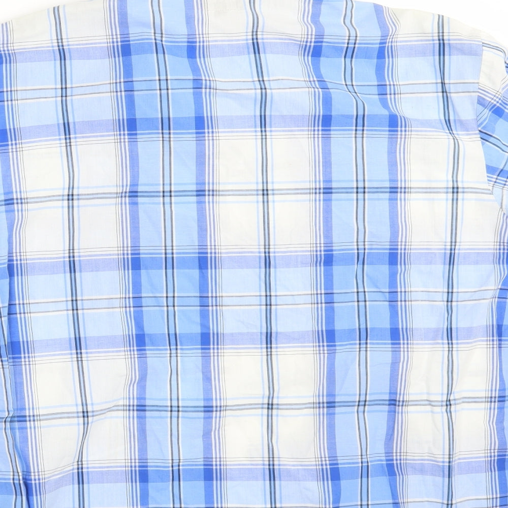 Teddy Smith Mens Blue Plaid Cotton  Button-Up Size XL Collared Button