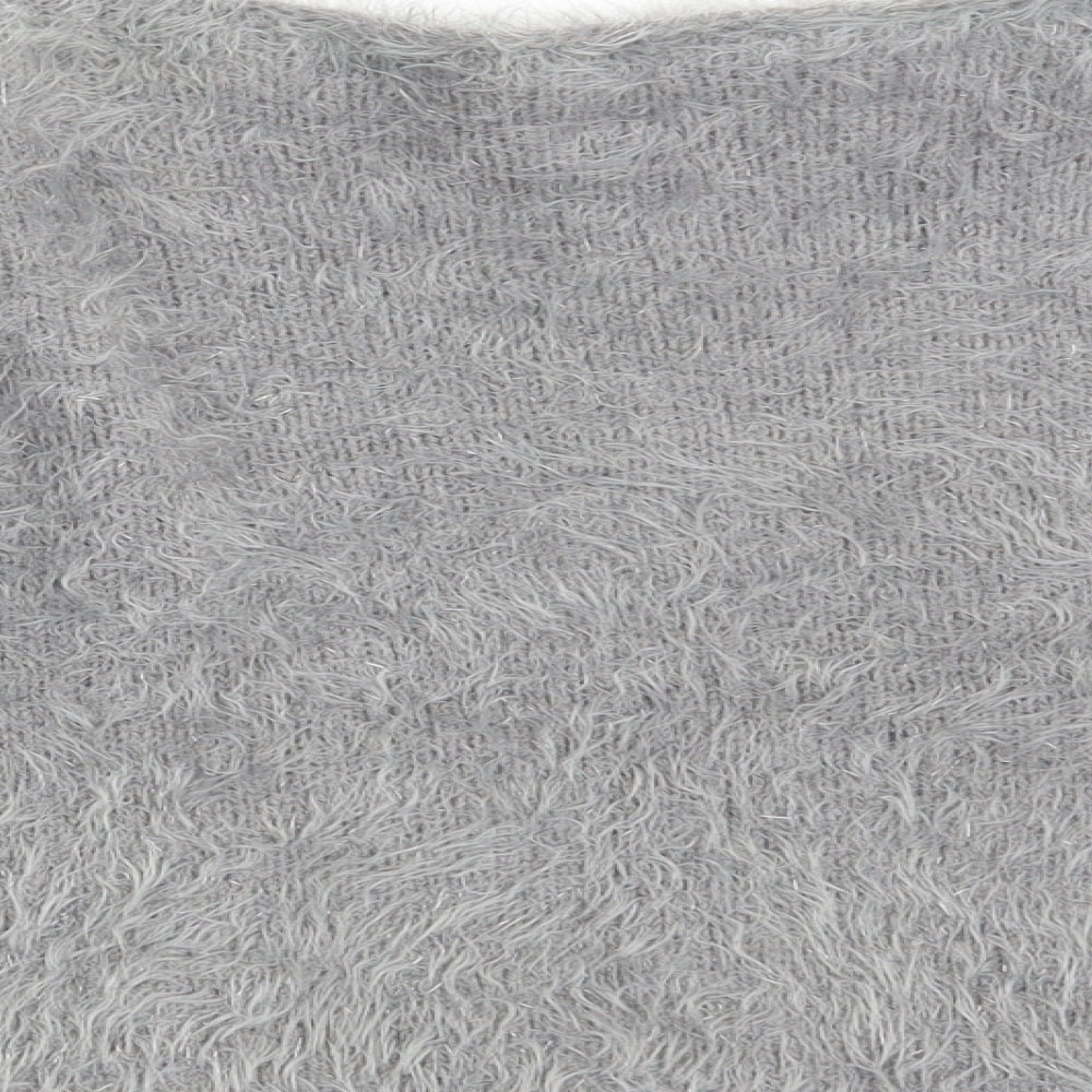 BHS Womens Grey V-Neck  Nylon Shrug Jumper Size 18   - Cropped