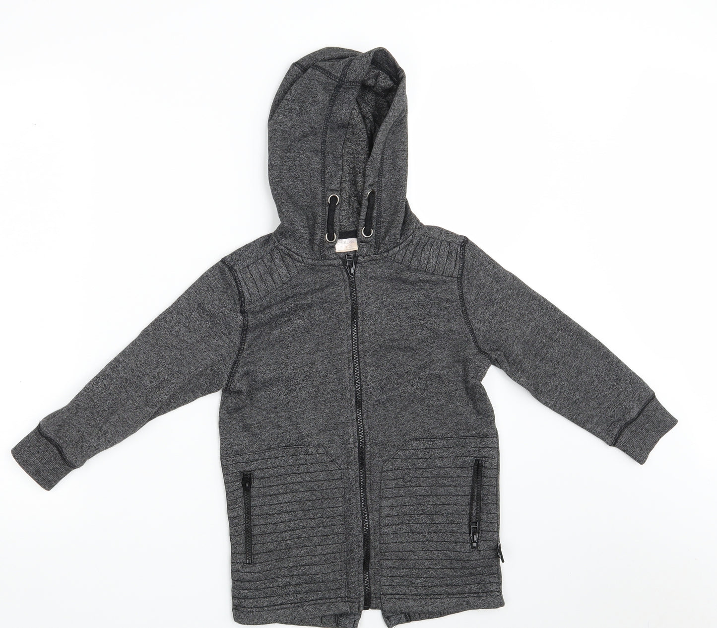 F&F Boys Grey  Polyester Full Zip Hoodie Size 5-6 Years  Zip